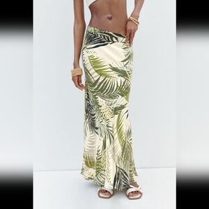 NWT Zara Tropical Print Midi Skirt